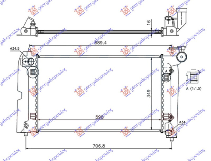 HLADNJAK MOTORA 1.8 i-VVTi AUTO BENZIN (600x350) (KOYO)