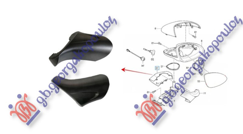 POKLOPAC VANJSKOG RETROVIZORA DONJI TEMELJNI PREMAZ (PREDNJI DIO)