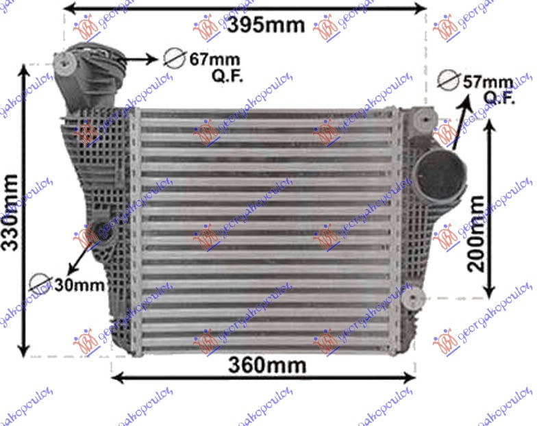 hladnjak intercoolera  3.0 GTS/3.0-3.6 I TURBO  benzin (285x279x62)