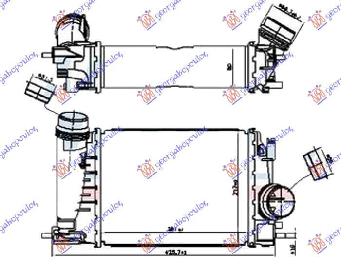 hladnjak intercoolera  1.3 TCE  benzin (281x217x80) (VALEO)