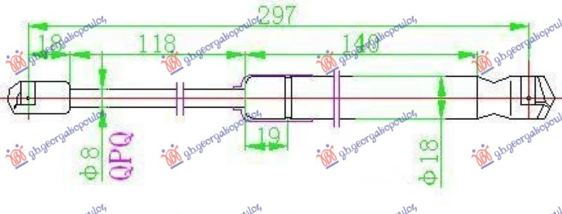 AMORTIZER GEPEK VRATA (299L-670N)