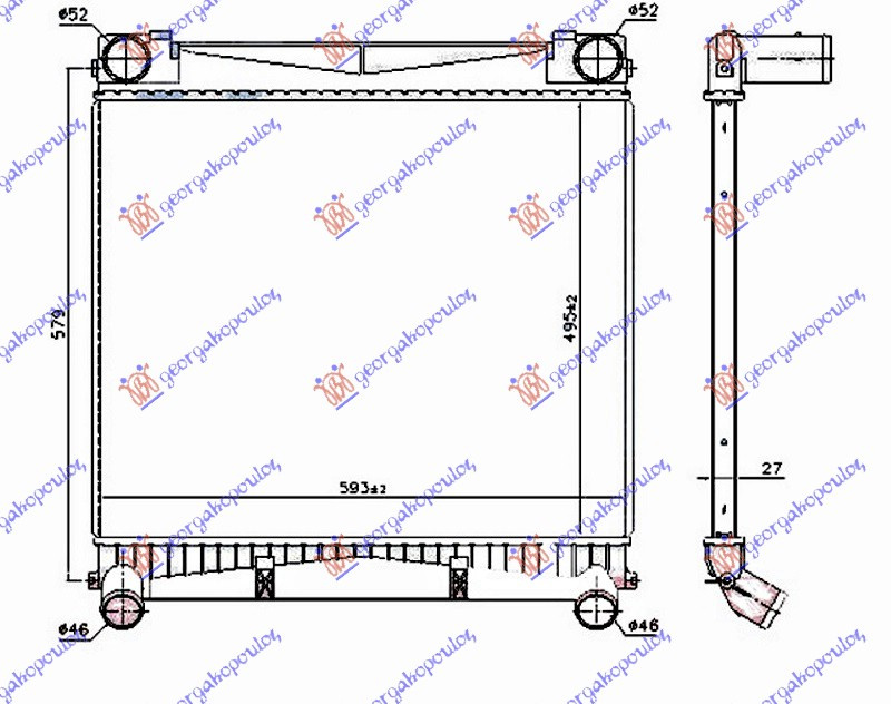hladnjak intercoolera  3.6 TD dizel (495x595x27)
