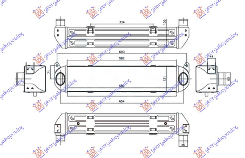 INTERCOOLER 2.7 TD DIESEL (580x130x105) (SVE ALUMINIJE)