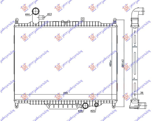 HLADNJAK MOTORA 3.0 TD MAN/AUTO DIESEL 10- (485x685x36)