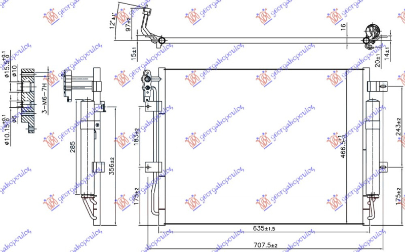 HLADNJAK KLIME 3.0/3.6 TD DIZEL 10- (635x466x16)