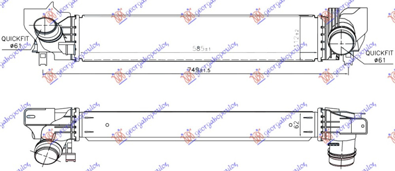 INTERCOOLER 1.2-1.5 TURBO BENZIN (585x112x62)