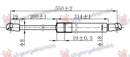 AMORTIZER GEPEK VRATA (550L-610N)