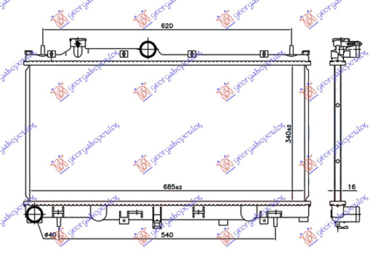 HLADNJAK MOTORA 2.5i BENZIN (340x685x16) (KOYO)