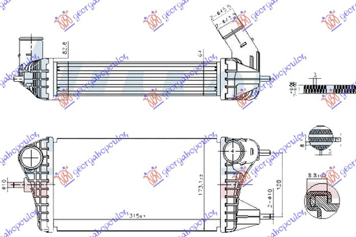 INTERCOOLER 1.0 HYBRID (315x173x64)