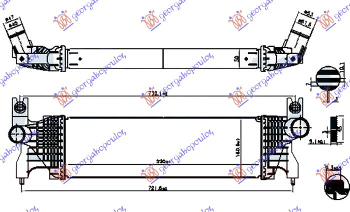 INTERCOOLER 1.6 DDiS DIESEL (520x160x50)