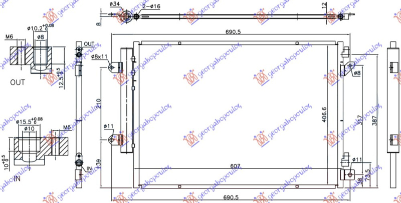 HLADNJAK KLIME 1.6 DDiS DIZEL (607x407x12) W/START/STOP