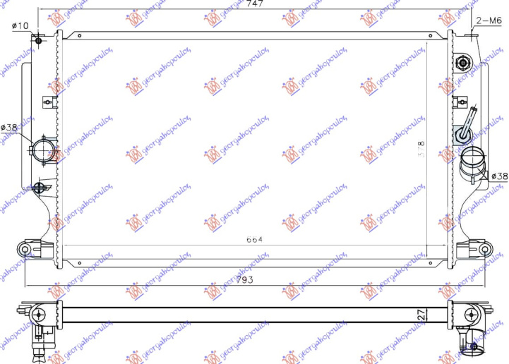 HLADNJAK MOTORA 2.2 D4D DIESEL +/- A/C AUTO (664x378) (KOYO)