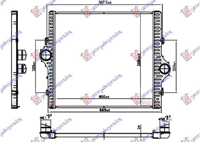 hladnjak intercoolera  3.0 D(4 vrata) dizel (600x568x24)