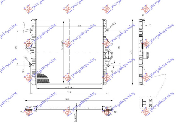 INTERCOOLER 2.8 DIESEL (600x568x24)