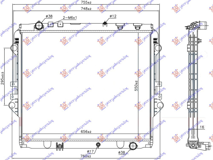 HLADNJAK MOTORA 2.4 D DIZEL RUČNI (550x650x27) (KOYO)