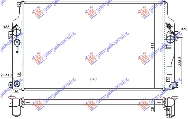 HLADNJAK MOTORA 2.2 D4D AUTO (67x43x2.7)