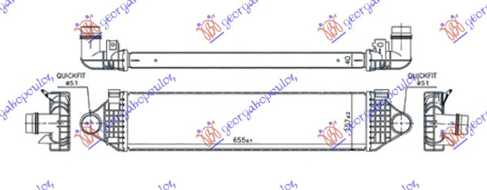 hladnjak intercoolera  1.5-2.0 (T2-T3-T4)  benzin - 2.0 (D2-D3) dizel (655x150x40)