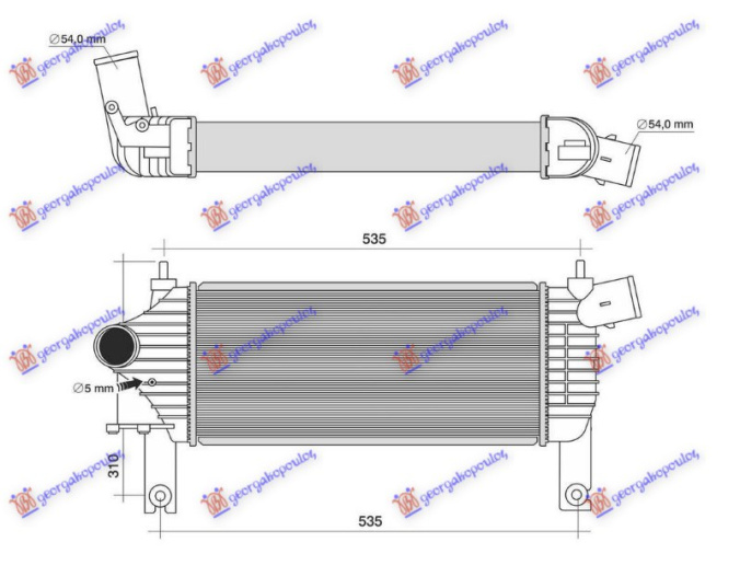 INTERCOOLER 2.5-3.0 DCI DIESEL (455x202)