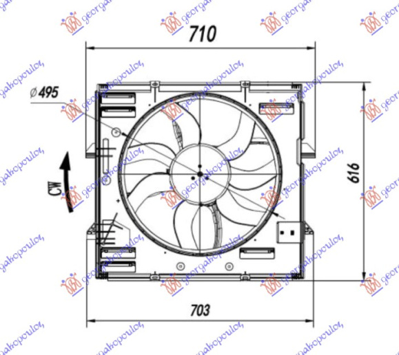 KOMPLET VENTILATORA 2.0 TSI BENZIN - 2.0 TDI DIZEL (495 mm) (600 W) (4 PIN)