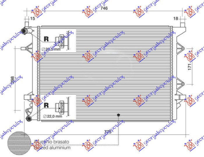 hladnjak  motora dodatni1.4 TSI  benzin - 2.0 TDI dizel (628x441x16)