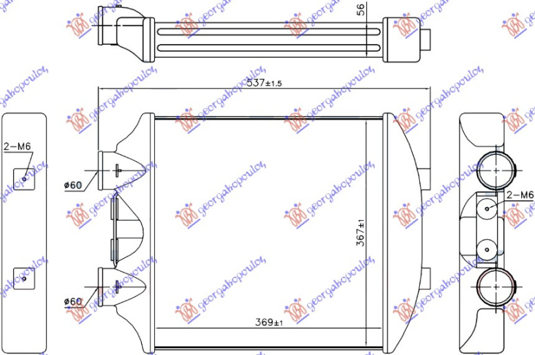 INTERCOOLER 1.8 TURBO BENZIN - 1.9 TDi DIESEL (370x365x56)