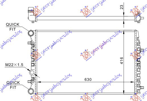 HLADNJAK MOTORA SVI MODELI BENZIN / DIZEL MAN/AUTO +/-AC (63x41) (MAHLE BEHR)